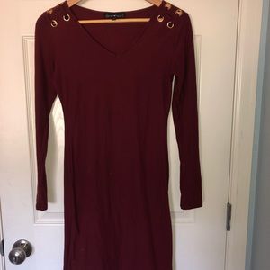 Dark Red Long Sleeve Dress